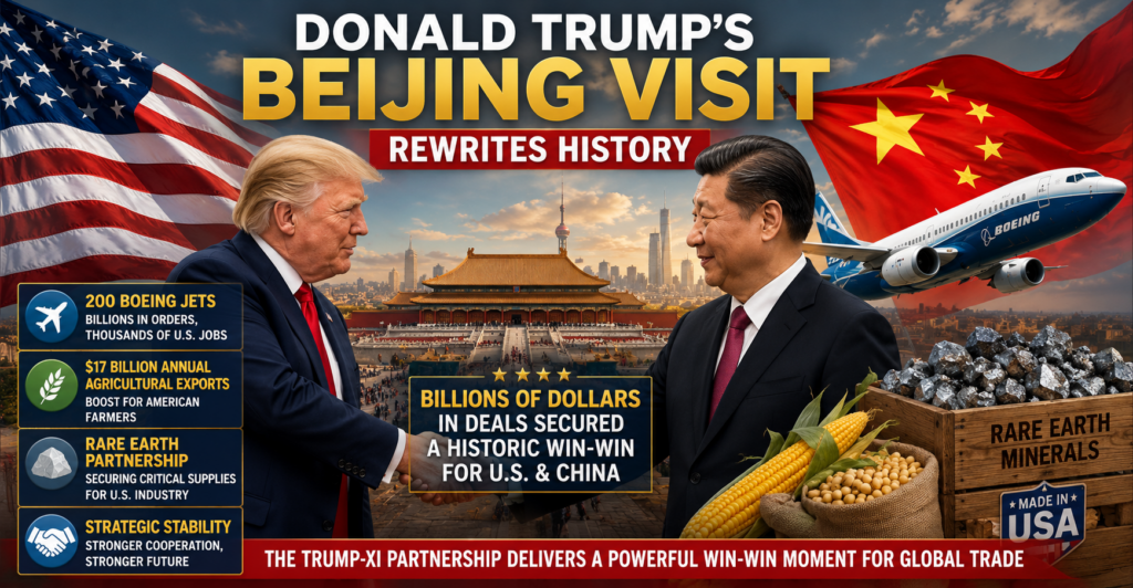 Trump Seals Historic Billion-Dollar China Deals in Landmark Beijing Breakthrough Trump China Deals 2026 mark the first time a U.S. president secured billions in a single foreign visit