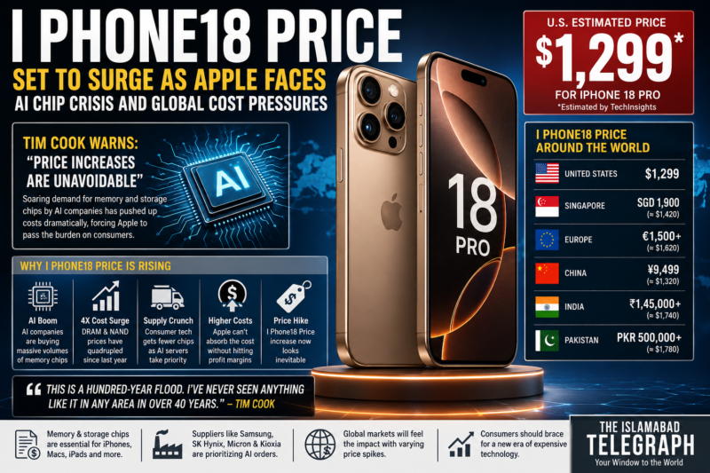 I Phone18 Price Set to Surge as Apple Faces AI Chip Crisis and Global Cost Pressures I Phone18 Price could hit record highs as Apple struggles with AI chip shortages