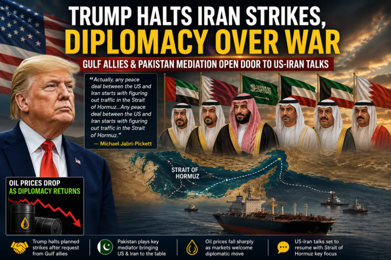 Trump Halts Iran Strikes, Turns to Gulf Allies and Pakistan-Backed Diplomacy Trump halts Iran strikes as Gulf allies and Pakistan mediate US-Iran talks