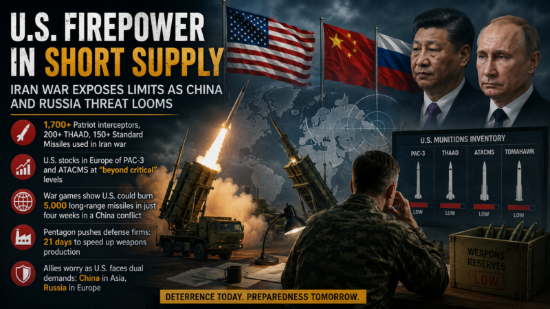 U.S. Firepower Shortage After Iran War Raises China, Russia Fears