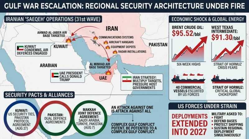 Iran Strikes Kuwait and UAE: Gulf War Threatens to Drag Pakistan Into a New Security Front Iran Strikes Kuwait: Gulf War Escalation exposes host nations to direct Iranian missile and drone barrages targeting US military facilities.